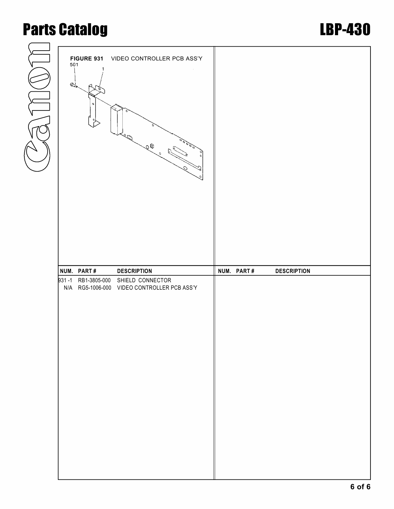 Canon imageCLASS LBP-430 Parts Catalog Manual-6